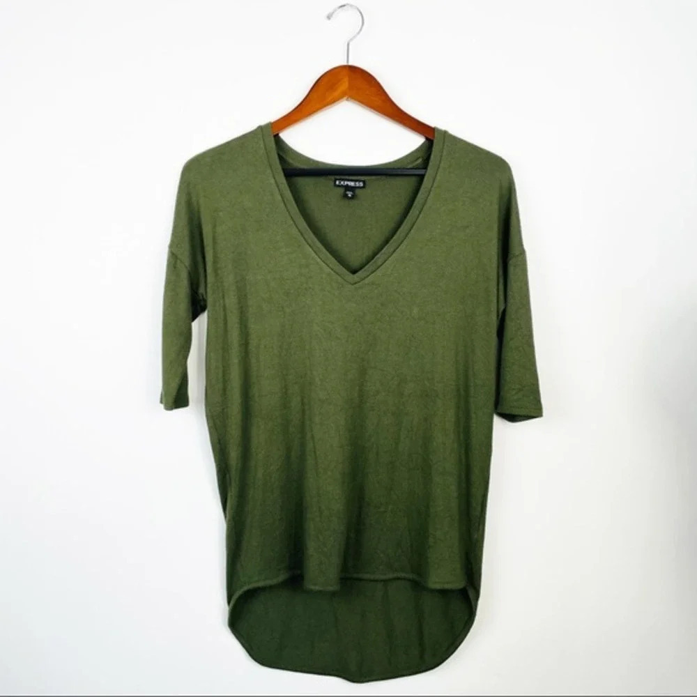 EXPRESS Olive Green 3\4 Sleeve Top XS‎